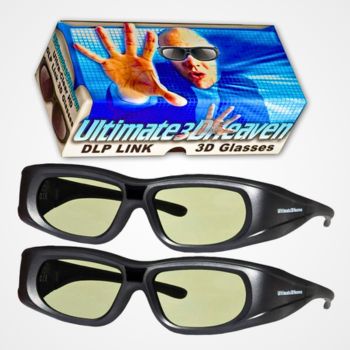 DLP LINK 144 Hz Ultra-Clear HD 2 PACK 3D Active Rechargeable Shutter Glasses (Best Performance)