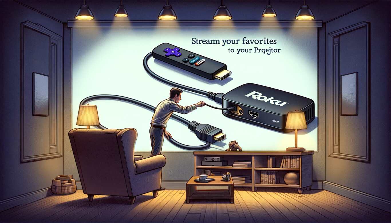 How do you connect a Roku stick to a projector